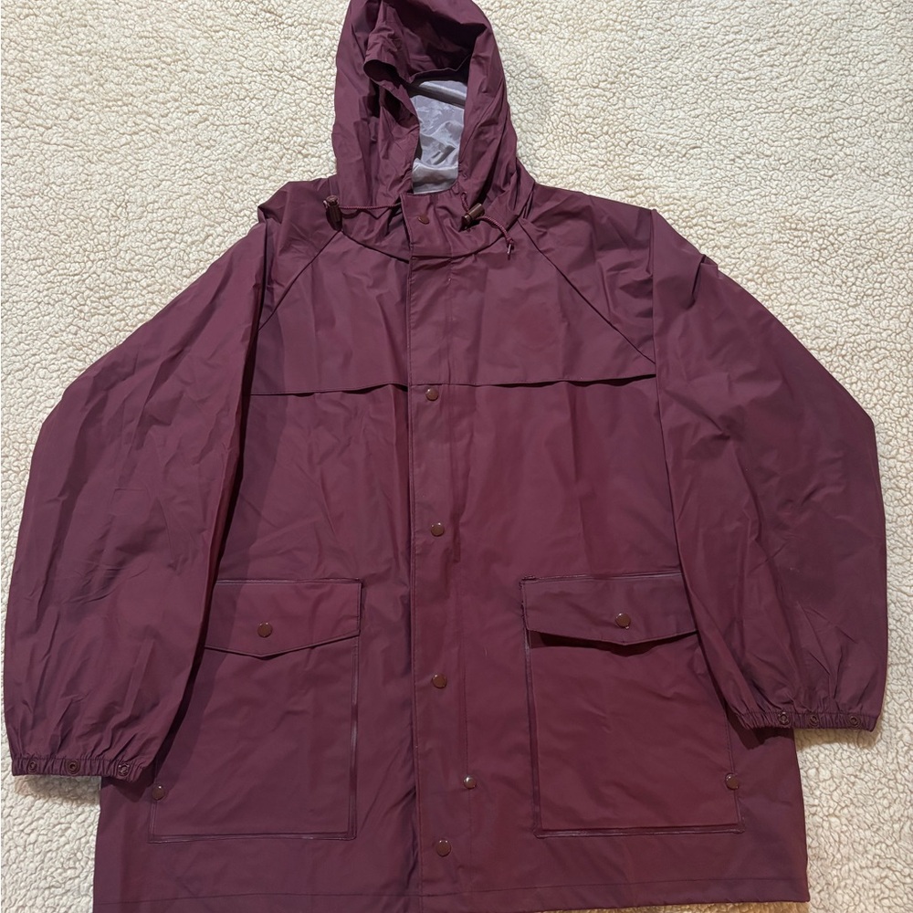 Men's Hooded Rain Jacket - Burgundy